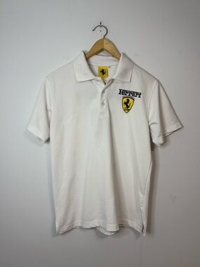 Ferrari White Men's Polo Shirt F1 Shell Medium